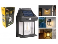 Lampa solarna KINKIET z żarówką światło ciepłe 17x12x6 cm CZARNA