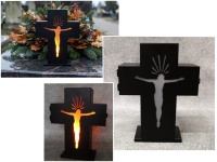 Lampion, lampka metalowa wieloledowa KRZYŻ ASS M-002 (1249) płomień bursztyn - 1 szt