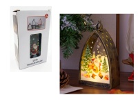 Lampion, latarenka LED MIKOŁAJ szkło-plastik na baterie 16x9x5 cm