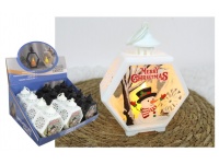 Lampion, latarenka świąteczna witraż SZEŚCIOKĄTNA LED 15,5x11x6 cm MIX KOLOR, MIX WZORÓW