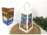 Lampion, latarenka świąteczna z witrażem całkowitym LED 22x14x11 cm BIAŁA, CZARNA