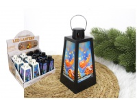 Lampion, latarenka świąteczna z witrażem całkowitym LED 14,5x6x4 cm MIX KOLOR, MIX WZORÓW