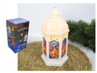 Lampion, latarenka świąteczna z witrażem całkowitym LED 20x8,5x7,7 cm BIAŁA, CZARNA