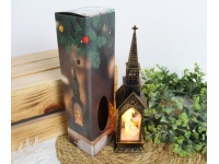Lampion, latarenka świąteczna KOŚCIÓŁ LED światło ciepłe 22,5x5,3 cm