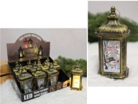Lampion, latarenka świąteczna LED ze świeczką 15,5x6x6 cm MIEDZIANA - 1 szt