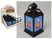 Lampion LED witraż z motywem religijnym 15x6x4 cm mix kolor - 1 szt