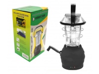 Lampka kempingowa, biwakowa ładowana solarnie i mechanicznie 24x10 cm CZARNA - II gatunek