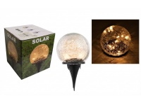Lampka, lampa solarna KULA SZKLANA wbijana w ziemię ciepła biała 19x10 cm