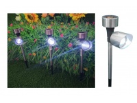 Lampka,lampa solarna REFLEKTOR wbijana w ziemię zimna biała 37x11x5 cm SREBRNA