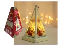 Lampka, latarenka PIRAMIDA MIKOŁAJ LED 18x9,2 cm BIAŁA