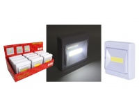 Lampka nocna, WŁĄCZNIK samoprzylepny, na magnes COB LED 3W 8,5x8,5x2 cm