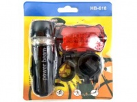 Lampka rowerowa przód, tył światło czerwone i białe na blistrze 15x13,5x4 cm (HB-618)