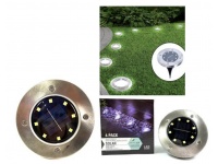 Lampka solarna gruntowa do wbijania 8 led BIAŁY ZIMNY 14x12 cm