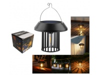 Lampka solarna wisząca z żarówką światło ciepłe 13x9x5 cm CZARNA