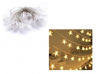 Lampki choinkowe na baterię GWIAZDKI 20 LED 1,5 m BIAŁE CIEPŁE