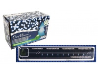 Lampki LED 300L wewnętrzne, transformator 14,9m - ZIMNY BIAŁY
