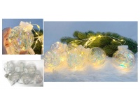 Lampki na baterie BOMBKI LED 6 szt 7 cm 190 cm SREBRNE Transparentne z anielskim włosem