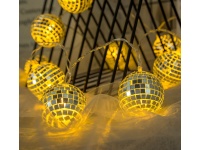 Lampki na baterie KULA DISCO (3,5 cm) 10 LED - 1,5 m BIAŁE CIEPŁE