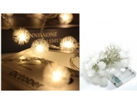 Lampki na baterie świąteczne ŚNIEŻKI, POMPONY 20 LED - 3 m białe ciepłe