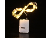 Lampki na druciku 10 LED (na baterie) 1m - CIEPŁY BIAŁY