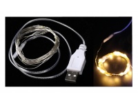 Lampki na druciku 100 LED, 10m (na USB) - CIEPŁY BIAŁY