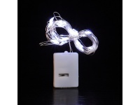 Lampki na druciku 20 LED (na baterie) 2m - ZIMNY BIAŁY