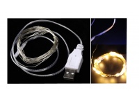 Lampki na druciku 200 LED, 20m (na USB) - CIEPŁY BIAŁY