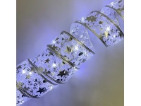 Łańcuch, wstążka LED świecąca SREBRNA 90 cm zimna biała