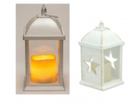 Latarenka LED szkło-plastik z GWIAZDĄ 23x11x10,5 cm - biało-złota