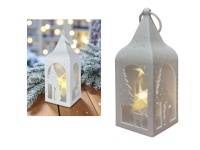 Latarenka LED z folią dyfrakcyjną Świąteczny wzór 23x8x8 cm BIAŁA