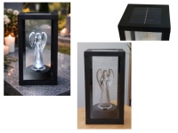 Latarenka SOLARNA szkło-plastik z akrylowym stojącym Aniołem 20x10x10 - CZARNA
