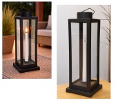 Latarenka szkło-plastik z świecą 36x11x11 cm - CZARNA