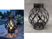 Latarnia, lampion metal- szkło SPIRALA 26 cm - CZARNA - II gat.