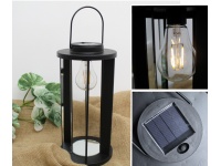 Latarnia SOLARNA LED z żarówką i lustrem OKRĄGŁA 41x15,5 cm CZARNA