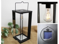Latarnia SOLARNA LED z żarówką i lustrem KWADRATOWA 52x18 cm CZARNA