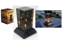 Latarnia szklana znicz SOLAR LUSTRO KWADRAT 3D na plastikowej czarnej podstawie 22x15x15 cm SL-K1S
