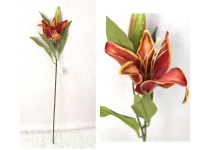 Lilia - gałązka 72 cm kwiat 17 cm - CZERWONO-POMARAŃCZOWA NAKRAPIANA