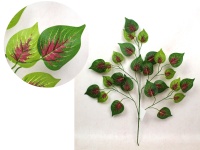 Liść 5-ramienny silikonowy FIKUS, BENJAMIN wys. 58 cm ZIELONY z czerwonym środkiem