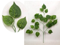 Liść 5-ramienny silikonowy FIKUS, BENJAMIN wys. 58 cm ZIELONY z jasnymi liniami