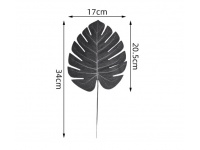 Liść pojedynczy MONSTERA 34x17 cm SREBRNO - CZARNY