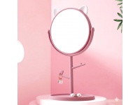 Lusterko jednostronne do makijażu RÓŻOWE - BIAŁE Z uszami kota 30x17x14.5 cm