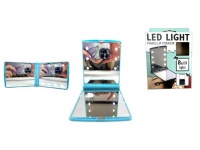 Lusterko kieszonkowe składane kosmetyczne 8 diod led z bateriami 21x9 cm