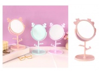 Lusterko kosmetyczne z uszami, podstawką i wieszakiem na biżuterię 22x12 cm mix kolor