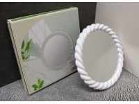 Lusterko, lustro plastikowej KRĘCONEJ ramie okrągłe 18,5 cm BIAŁE jednostronne