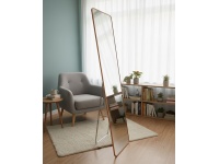 Lustro stojące, ścienne PROSTOKĄTNE 146x36 cm aluminiowa rama ZŁOTO miedziane