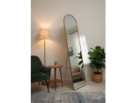 Lustro stojące, ścienne PROSTOKĄTNE ZAOKRĄGLONE 146x36 cm aluminiowa rama ZŁOTO miedziane