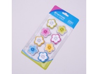 Magnesy kolorowe KWIATY 3 cm na blistrze kpl. 8 szt 