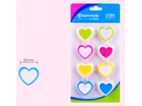 Magnesy kolorowe SERCA 3 cm na blistrze kpl. 8 szt 