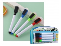Marker suchościeralny z gąbką 11 cm kpl 4 szt na blistrze