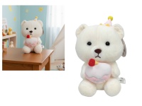 Maskotka, pluszak MIŚ  URODZINOWY Z BABECZKĄ 23x14x10 cm - KREMOWY